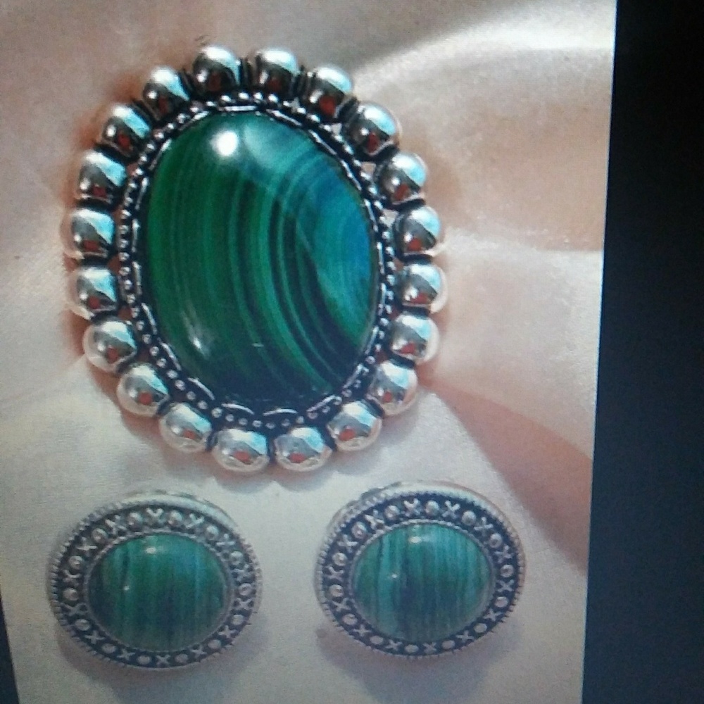 Sterling silver native American pendant and earing